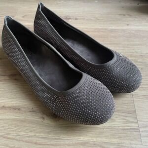 Vionic Womens Comfort Slip‎ On Flats Shoes 8.5 Willow Brown Golden Jewel Bumps